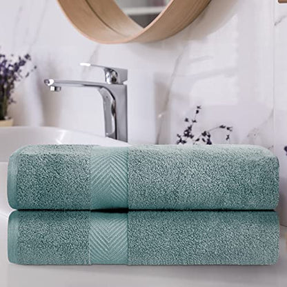 Zero-Twist Towel Collection, Luxurious Cotton Oversized Bath Sheet Towel, 34" x 68", 2-Pieces, Absorbent and Fast-Drying, Solid, Jade Green - color: Jade Green, size: Bath Sheet 2-Pack