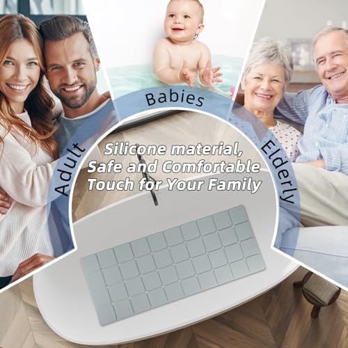 Bathtub Mat Non-Slip Silicone Soft Odorless Large Bath Mat No Suction Cups for Refinished,Reglazed and Textured Shower Mats Non Slip Extra Long Tub Mat (16x40inch Grey) - color: Grey
