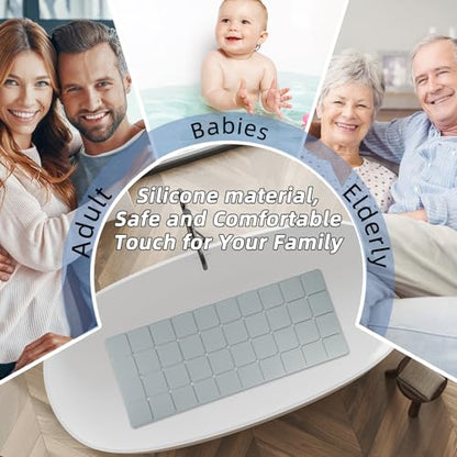 Bathtub Mat Non-Slip Silicone Soft Odorless Large Bath Mat No Suction Cups for Refinished,Reglazed and Textured Shower Mats Non Slip Extra Long Tub Mat (16x40inch Grey) - color: Grey