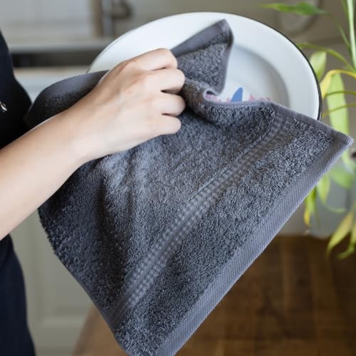 100% Turkish Cotton Towel Set of 6 - Soft, Plush & Super Absorbent - Premium Set with 2 Bath Towels, 2 Hand Towels, and 2 Washcloths - Made in Turkey (Dark Gray, 6-Piece Towel Set) - color: Dark Gray