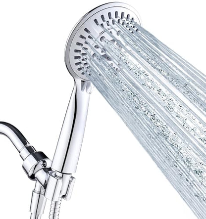 BRIGHT SHOWERS 9 Spray Settings Shower Head with Handheld High Pressure Hand Held Showerhead with 60 Inch Stainless Steel Hose and Adjustable Overhead Bracket, Chrome - color: Chrome, size: 2.5 Gallon Per Minute