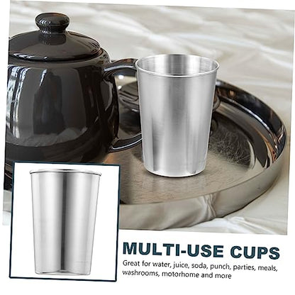 VALICLUD Stainless Steel Tumbler Cup Silver Gargle Cup for Bathroom Multi Use Beverage Holder for Water Juice and Soda Easy to Clean Drinkware - size: 8.50X6.00X6.00CM