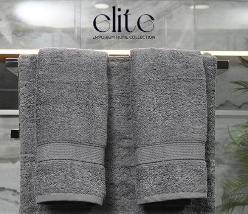 ELITE Emporium Home Collection 8-Piece Cotton Bath Towel Set - Ultra Soft, 550 GSM, Quick-Dry - Bath Sheet, Bath Towels, Hand Towels, Washcloths, Bath Mat - Luxury Bathroom Towel Set (Charcoal Grey) - color: Charcoal Grey