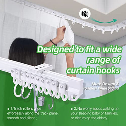 ZSTARR Flexible Bendable Ceiling Curtain Track, White Curtain Rail Curved Ceiling Curtain Track Mount for Room Divider, Shower Curtain, L Shape U Shape Bay Windows, RV Curtain Track