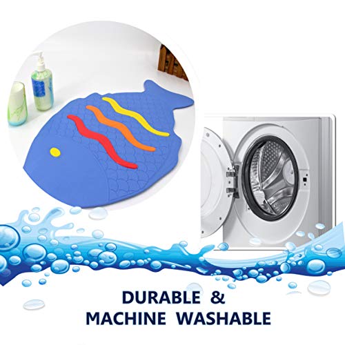 SafeLand Patented Non-Slip Bath, Tub, Baby Mat, TPR Material, Eco-Friendly, Non-PVC, Color Combo, Machine Washable, No-Odor, with Powerful Gripping Suction Cups, Rainbow Fish (16"x27") - color: Fish