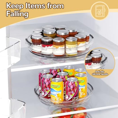 INCOSTAR Lazy Susan 2 Pack, 10.6 Inch Clear Turntable for Kitchen Cabinet | Rotating Spice Rack, Pantry Organizer and Storage, Bathroom Countertop Organizing for Makeup Vanity - size: 10.6 inch 2 Pack