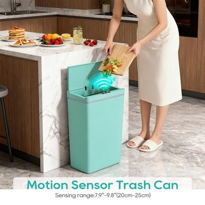 BestOffice 13 Gallon Trash Can Plastic Kitchen Trash Can Automatic Touch Free High-Capacity Garbage Can with Lid for Bedroom Bathroom Home Office 50 Liter Blue - color: Blue