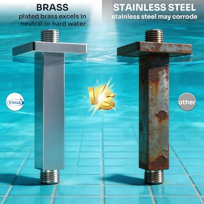 Enga Brass 6-Inch Straight Shower Arm with Flange, Brushed Nickel - color: Brushed Nickel, style: 6 Inch