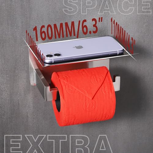 LANC Bathroom Toilet Paper Holder with Shelf, Brushed Nickel Toilet Paper Roll Holder with Wipes Shelf for Bathroom Wall Mounted, 304 Stainless Steel TP Holder, A8367BN - color: Brushed Nickel, size: Right