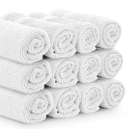 White Classic Luxury Cotton Washcloths 13x13 Inch - 650 GSM Turkish Cotton | Hotel, Spa, Bathroom Face Towel | 12 Pack, Silver - color: 05: Silver