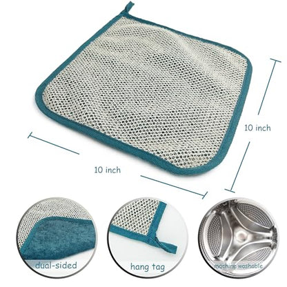 5 Pack Soft Weave Home Spa Bath Shower Exfoliating Massage Face Body Wash Cloths, Dual-Sided with Exfoliating Scrub and Soft Terry Cloth Towel