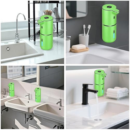 OHIFAST Automatic Foaming Soap Dispenser Touchless, USB Rechargeable Smart Hand Soap Dispenser, 6-Level Adjustable, 12.8oz/380mL Wall Mounted for Bathroom Kitchen Dish Soap-Green - color: Green, style: Foam