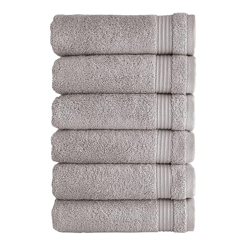 CTT - Premium 6 Piece Hand Towels Set, 100% Turkish Cotton, Quick Dry & Comfy Towels for Hotel & Spa, Highly Absorbent | 16"x27"(Light Grey) - color: Light Grey, size: Hand Towels - 6 Piece Set