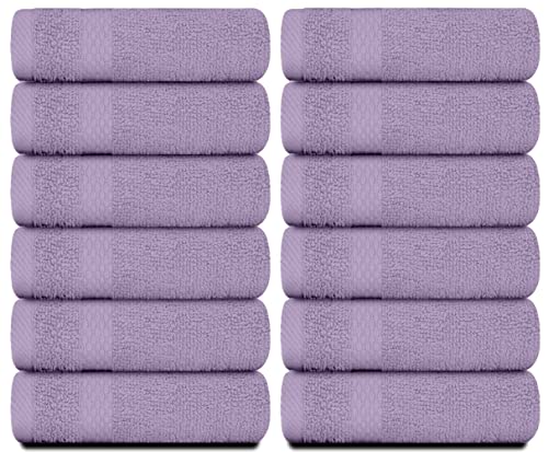 White Classic Luxury Cotton Washcloths 13x13 Inch - 650 GSM Turkish Cotton | Hotel, Spa, Bathroom Face Towel | 12 Pack, Lavender - color: 16: Lavender