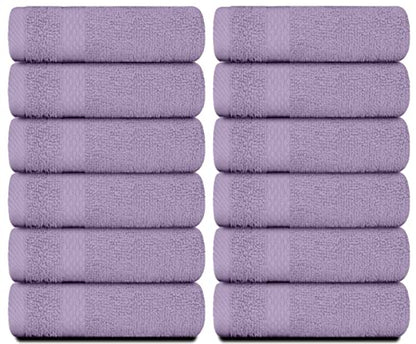 White Classic Luxury Cotton Washcloths 13x13 Inch - 650 GSM Turkish Cotton | Hotel, Spa, Bathroom Face Towel | 12 Pack, Lavender - color: 16: Lavender