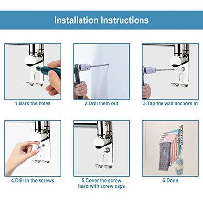 6-Arm Swivel Towel Bar, 180°Rotating Towel Rack Wall Mounted, 304 Stainless Steel Rustproof Heavy Duty Towel Holder for Bathroom Kitchen Laundry Room, Space Saving, Brushed Nickel Finish - color: Silver, size: 6 Arms