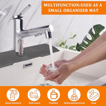 30 Inch Sink Splash Guard,Longer Silicone Sink Mat for Kitchen Bathroom,Kitchen Faucet,Silicone Sink Faucet Mat Splash Guard, Drip Protector Splash Countertop (Grey) - color: Grey