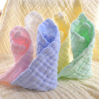 Muslin Baby Washcloths – 6 Pack Organic Cotton Face Towels for Newborns – Ultra-Soft, Reusable & Absorbent – Gentle on Sensitive Skin – Unisex Baby Gift Set