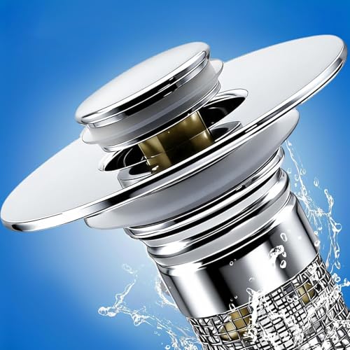 2Pcs Bathroom Sink Stoppers, Bathtub Drain Plugs, Pop-Up Sink Drain Strainers with Removable Stainless Steel Filter, Hair Catcher, Suitable for US Stainless Steel Sink Strainers