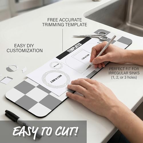 Customizable Dish Drying Mat & Sink Splash Guard Set: 24"Lx16"W Kitchen Counter Protector & 24"Lx5.5"W Mat Trimmable to Fit Irregular Sink with 2 & 3 Holes or Soap Dispenser - Absorbent Drip Catcher - size: 24" x 16"