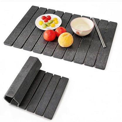 Stone Drying Mat for Kitchen Counter, 24"L x 16" W Quick Stone Dish Drying Mat Diatomaceous Earth Super Fast Absorbent Collapsible Countertop Kitchen Mats Grey