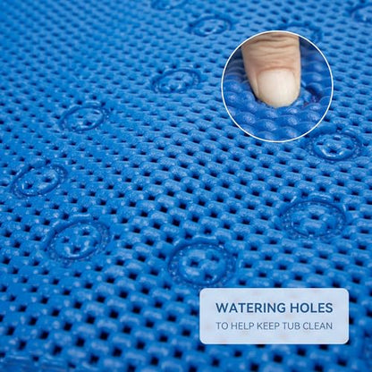 Bathtub Mat Non Slip, Soft Foam Bath Mat for Tub, Bathtub Mat with Drain Holes, Suction Cups Shower Mat (Royal Blue, 36''X17'') - color: Royal Blue
