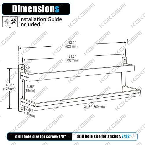 KOKOSIRI Towel Bars Black Bath Towel Holders 32 Inches Bathroom 2-Tiers Ladder Towel Rails Wall Mounted Towels Shelves Rack Stainless Steel, B5008BK-L32 - color: Matte Black, size: 32-Inch