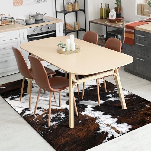 Western Area Rug 5x7 ft for Living Room Large Cow Print Non Slip Washable Rugs Ultra-Soft Low Pile Indoor Floor Mat Carpet for Bedrooms Playroom Office Kitchen - size: 5' x 7' (Rectangular)