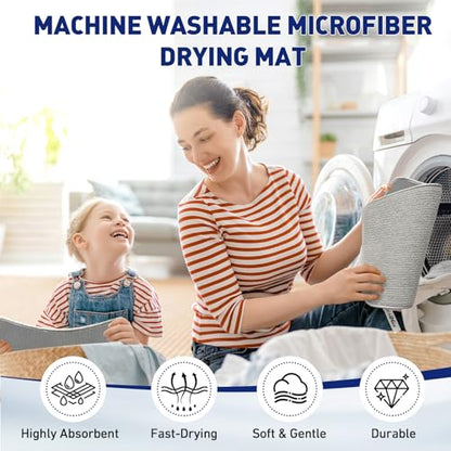14.6*11.8 inch Microfiber Dish Drying Mat,2 Compact Ultra Absorbent Dish Mat Drying Kitchen Mat,Small Dish Drying Mats for Kitchen Counter,Draining Racks,Sinks (Gray) - size: Small