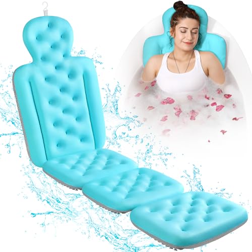 Full Body Bath Pillow for Bathtub, Thick Bathtub Cushion, Luxury Tub Pillow for Bath for Headrest Neck and Back Support Ocean Blue 60" x 16" - color: Ocean Blue, size: 60" X 16"
