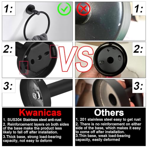 Matte Black Flip Toilet Paper Holder and Hand Towel Ring Set 2 Pieces Bathroom Hardware Accessories Set SUS 304 Stainless Steel Heavy Duty Wall Mounted Bathroom Holder - color: Black