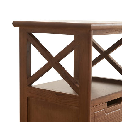 30 Inches Tall End Table, Fully Assembled Bathroom Floor Cabinet with Shelf and Storage, No Assembly Nightstand with Drawer for Bedroom-Walnut | Solid Wood; No Assembly; 30-Inch Tall; Drawer Storage; Slim Bathroom Cabinet; Side & End Table; Floor Storage