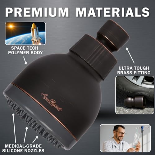 High Pressure Shower Head - 1.8 GPM - Oil-Rubbed Bronze | Best 3 Inch Wall Mount Bathroom Showerhead For Boosting Low Flow With Anti-Clog Nozzles, Adjustable Brass Ball Joint - color: Oil Rubbed Bronze, size: 1.8 GPM