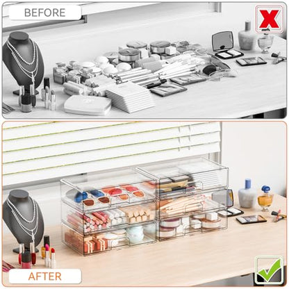 2 Pack Acrylic Drawer Organizer,12.2''W Clear Stackable Storage Drawers,Acrylic Boxes for Storage Makeup Palettes,Cosmetics,Pull Out Bathroom Storage Bins for Hair Products,Medicine Cabinet Organizer - style: 2 PACK 12.2'' Width