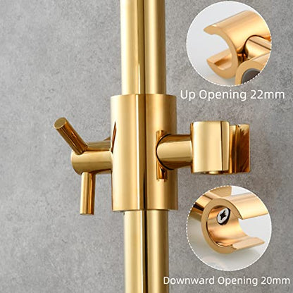 Adjustable Hand Held Shower Bracket Brass Shower Head Holder for 25mm O.D Shower Rod, Titanium Gold, ST38AJ - color: Titanium Gold