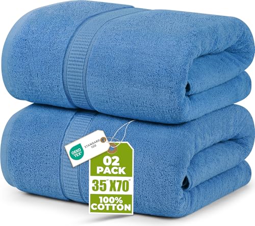 Utopia Towels Jumbo Bath Sheets, 2 Pack, 35x70 in, 600 GSM Cotton, Electric Blue - color: Electric Blue, size: 2 Piece Bath Sheet