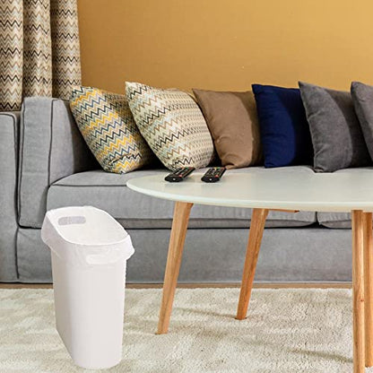 ROYFACC Small Trash Can Plastic Bathroom Wastebasket 3.2 Gallon Slim Garbage Container Bin with Handle for Home Kitchen Bathroom Bedroom Office, 2 Pack (White) - color: White