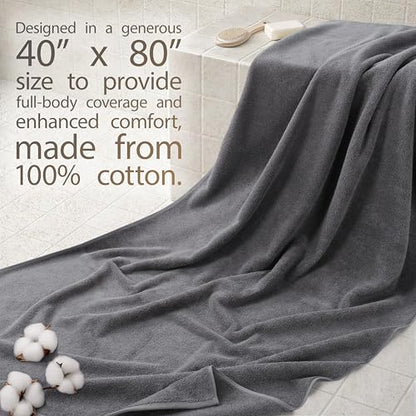 Cotton Paradise 100% Cotton Turkish Towel, Soft Absorbent Quick Dry, 40x80 Oversized Bath Sheet Towel, Dark Gray - color: Dark Gray, size: 40"x80"