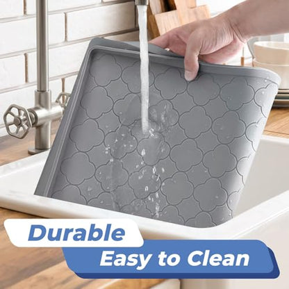 Jin&Bao Under Sink Mat 46" x 22" Waterproof Silicone Cabinet Kitchen Liner | Silicone under kitchen sink mat,cabinet protector,bathroom shelf liner,raised edge,anti-slip,easy to clean & dishwasher safe - color: Beige, size: 22"w x 46"l