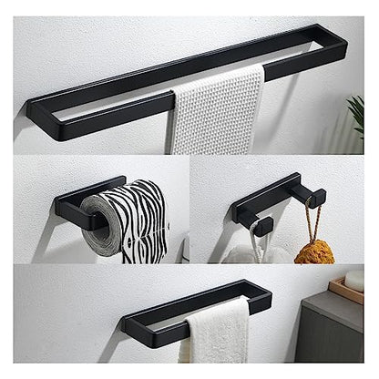 YACVCL 4-Piece Matte Black Bathroom Hardware Accessories Set, Bath Towel Bar Set SUS304 Stainless Steel, Round Towel Racks for Bathroom Wall Mounted - color: Matte Black