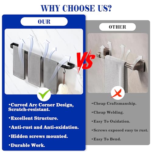 Alise Towel Bars for Bathroom,Black Towel Holder 32'' Towel Rack for Bathroom Wall Mount,SUS304 Stainless Steel Towel Rail Towel Hanger for Walls - size: 32 Inch