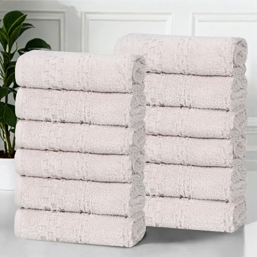 Superior Playa Zero Twist Cotton Medium Weight Small Towels, for Kitchen, Bathroom, Shower, Spa, Plush, Quick Dry, Ultra-Soft Essentials, Waffle Textured, Face Towels Washcloths, Set of 12, Silver - color: Silver, size: Washcloth - 12PC