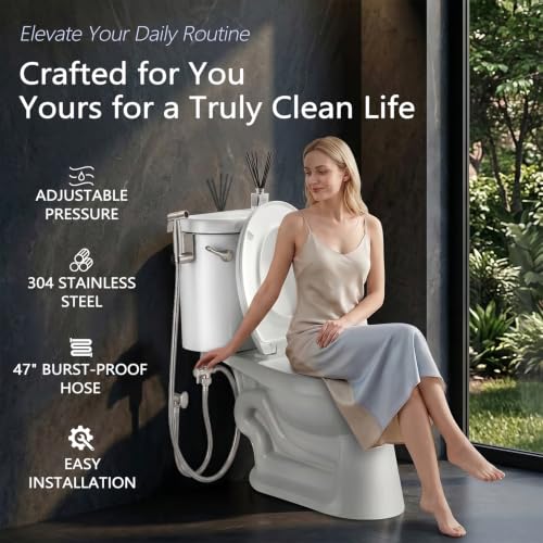 TRIPHIL Handheld Bidet Sprayer for Toilet, Adjustable Water Pressure Jet Bidet Attachment with Leak-Proof 304 Stainless Steel T-valve for Bathroom Cleaning, Cloth Diaper/Feminine Wash, Brushed Nickel - color: Brushed Nickel