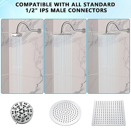 Lordear Wall Mounted Shower Arm, 10 Inch Shower Pipe with Flange, 1/2 NPT S-Shape Shower Stem for Shower Head, Chrome - color: Chrome