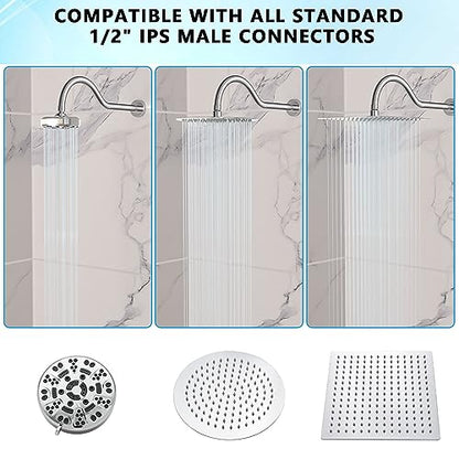 Lordear Wall Mounted Shower Arm, 10 Inch Shower Pipe with Flange, 1/2 NPT S-Shape Shower Stem for Shower Head, Chrome - color: Chrome