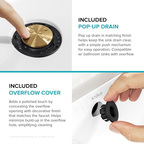 KRAUS Indy Centerset Bathroom Faucet in Spot-Free Brushed Brass/Matte Black with 2 Handles, Pop Up Drain and Supply Lines, FUS-14102SFBBMB - color: Spot Free Brushed Brass/Matte Black, style: Centerset