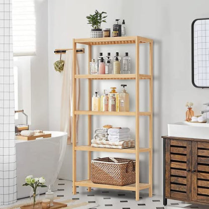 5-Tier Bamboo Freestanding Multi-use Shelf Unit Bookshelf Bookcase - size: 23.6''W 5-tier