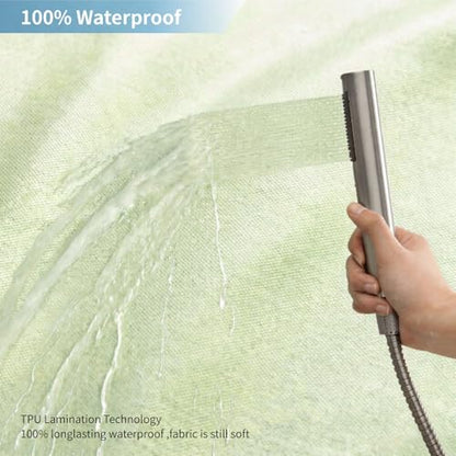 Waterproof Fabric Shower Curtain,No Liner Needed,72x72,Green | 2-in-1 Design,Linen Textured,100% Waterproof TPU-Laminated Backing,Magnetic Weighted,Machine Washable,For Bathroom,Hotel - color: Green, size: 72"W x 72"L (Pack of 1)