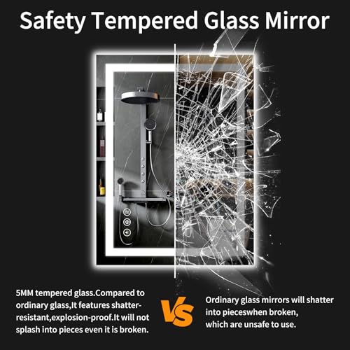 24"x32" LED Bathroom Mirror with Lights, Dimmable, Anti-Fog, Lighted Bathroom Vanity Mirror for Wall, Backlit + Front Lit, Memory Function, Shatter-Proof, Tempered Glass - size: 32"L x 24"W