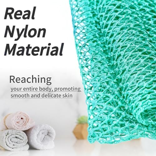 SPMKTBOZAI African Net Sponge Authentic, Exfoliating Net for Body Back | African Net Sponge with Knots| Long Stretch| African Net for Sensitive Skin| Durable & Quick Dry| Daily Use| Mint Green - color: Mint Green